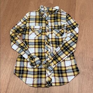 GAP Kids Plaid Button-Down Shirt - Yellow, Black, White